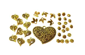 Golden German Silver Beads Charms & Pendant Combo