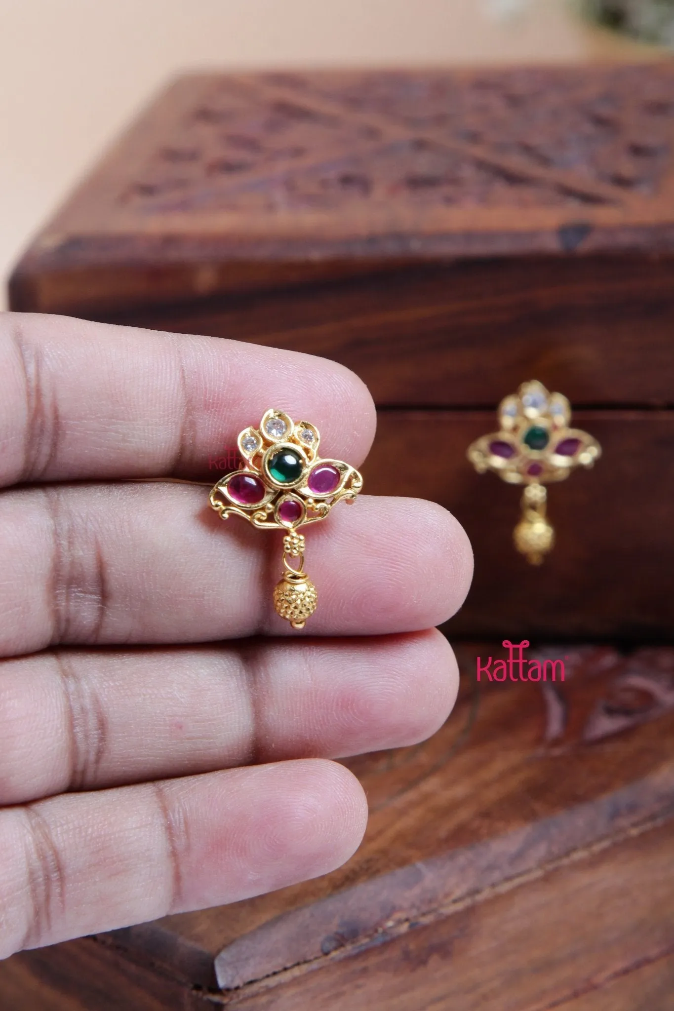 Goldtone Tiny Flower Drop Earring