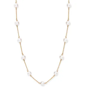 Gratia gold plated sterling silver chain necklace with cultured freshwater pearls