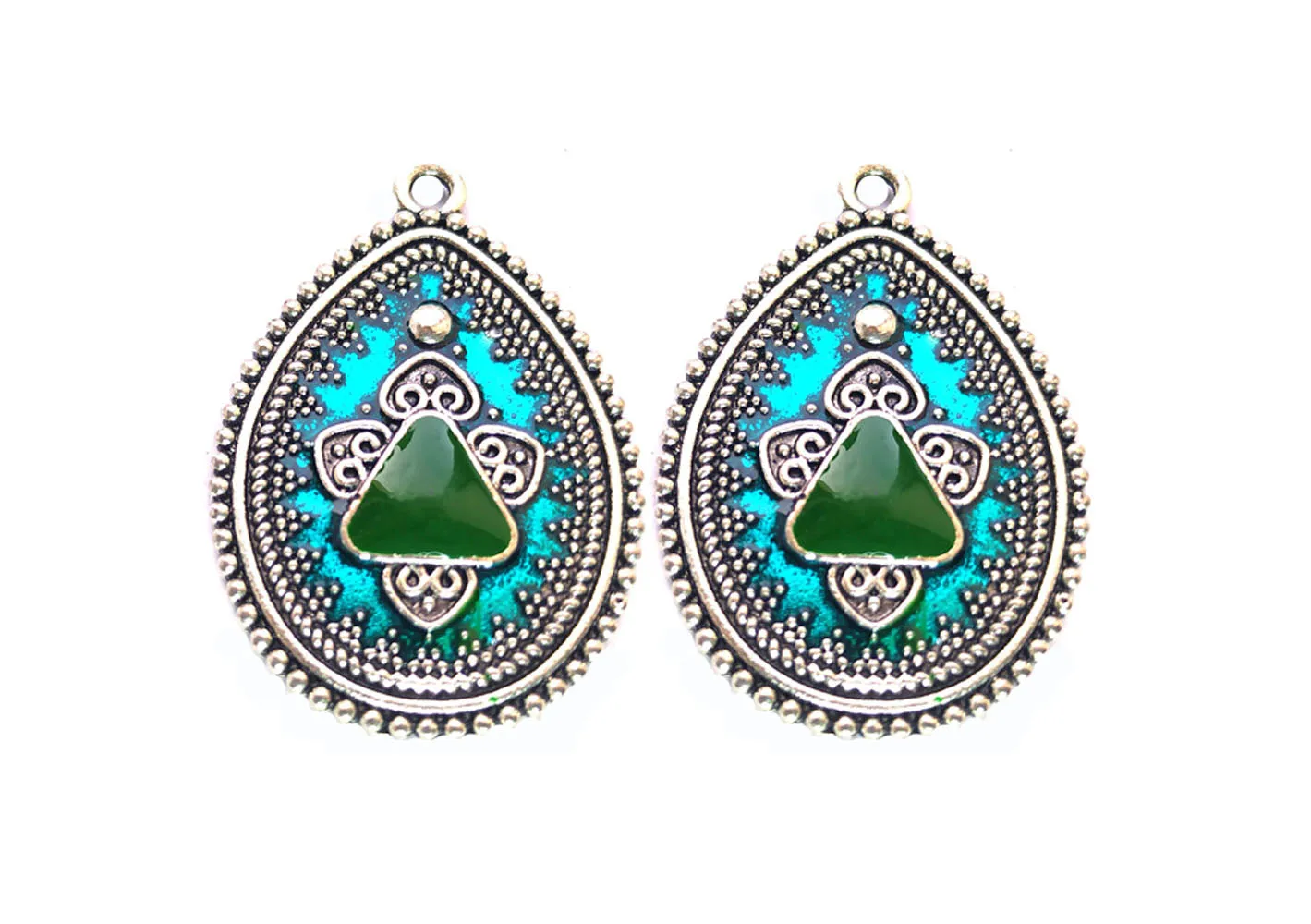 Green Fancy Enamel Work Pendants
