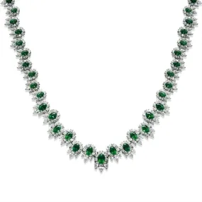 Green Flower Cluster Grand Necklace