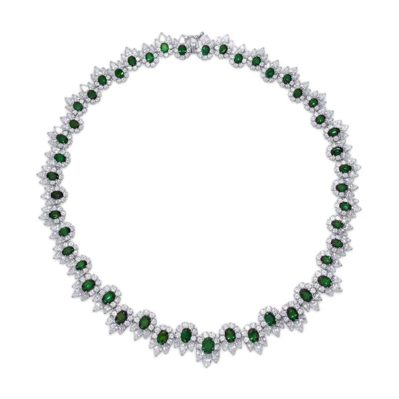 Green Flower Cluster Grand Necklace