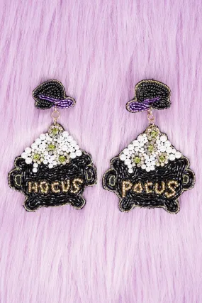 Halloween Black Hocus Pocus Seed Bead Earrings