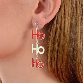 Ho Ho Ho Drop Earrings Red White Christmas Costume Jewellery