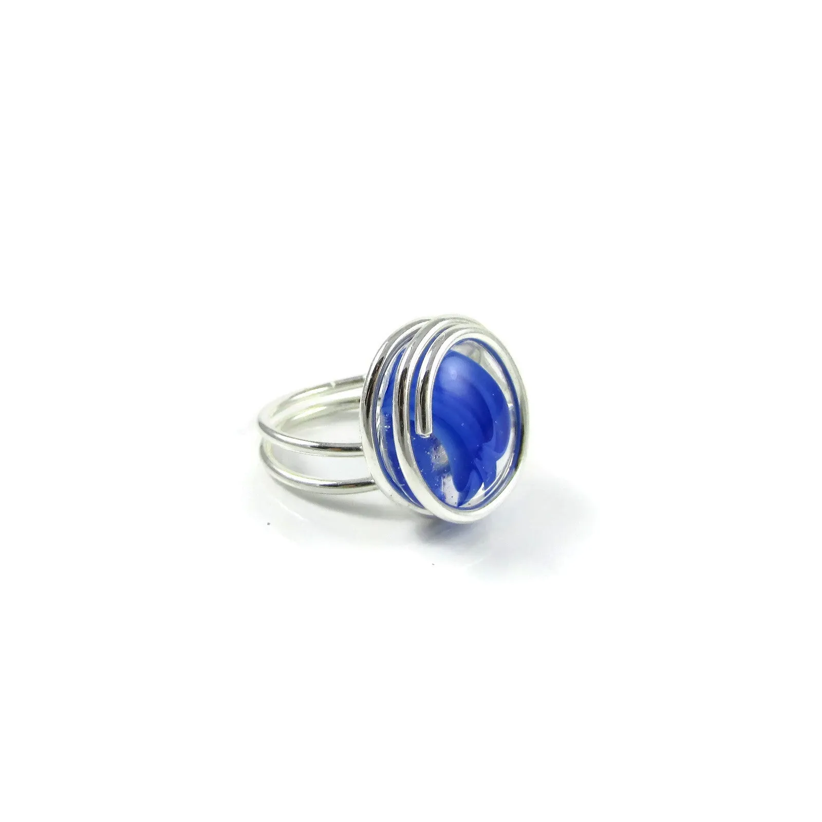Infinity Glass Ring - Blue Stripe