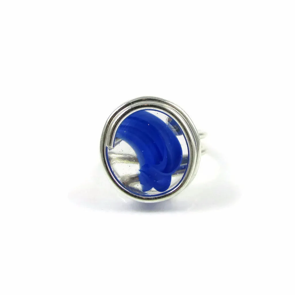 Infinity Glass Ring - Blue Stripe
