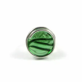 Infinity Glass Ring - Green Crystal