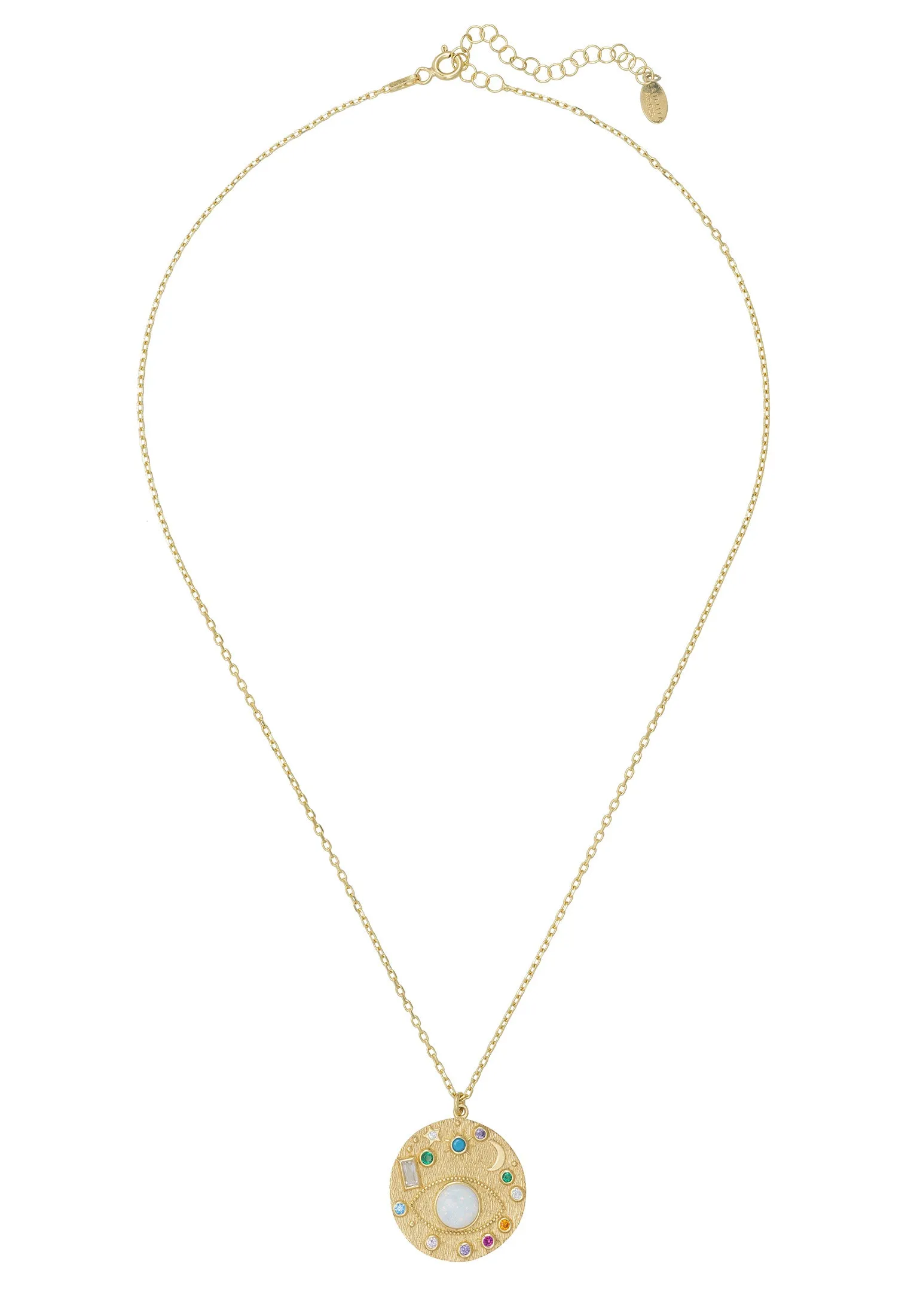 Interstellar Planetary Gemstone Pendant Necklace Gold