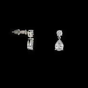 Ladies Silver Teardrop Stud Earrings