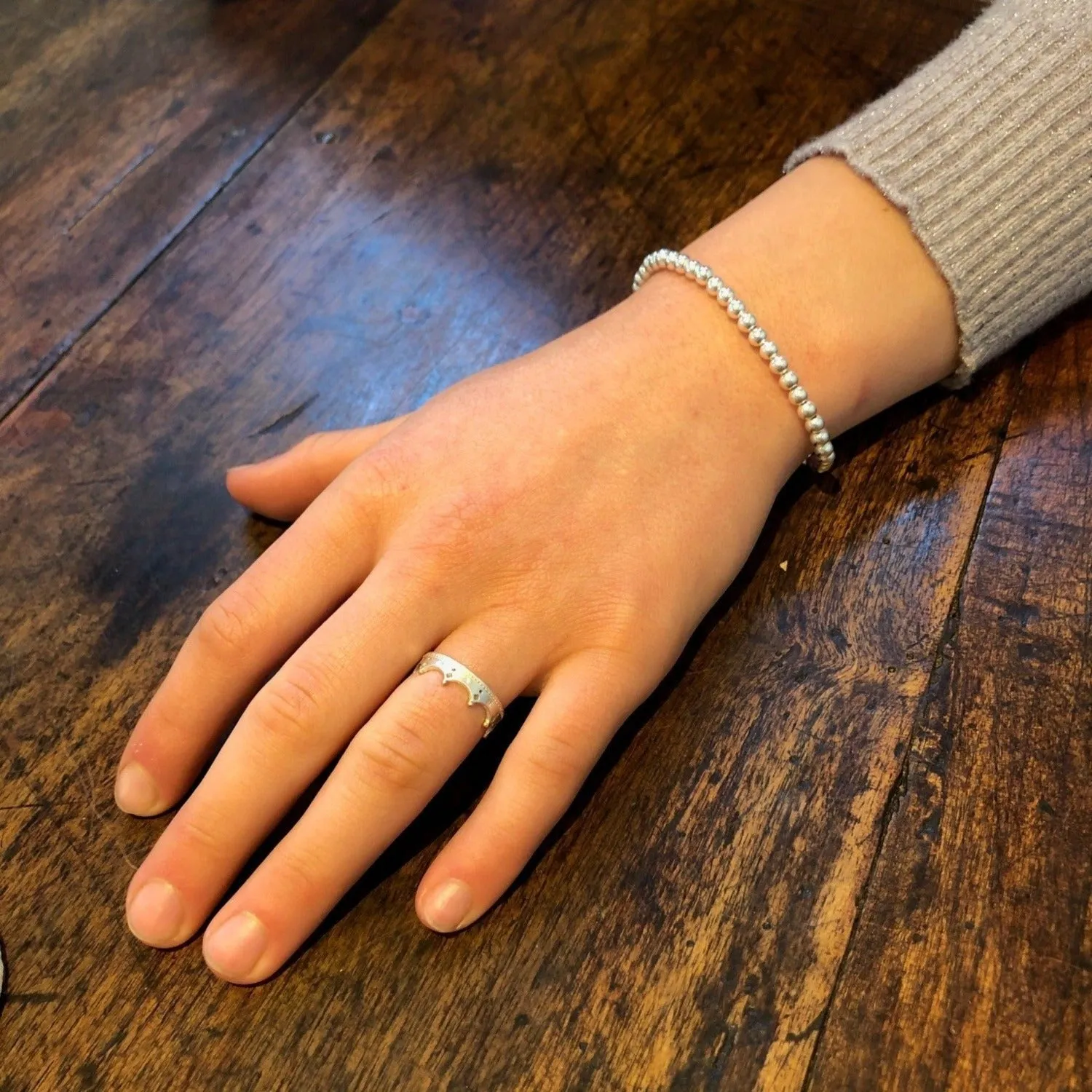 Large Beaded Sterling Silver Bracelet