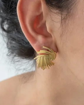 Large Gold Textured Stud Earrings