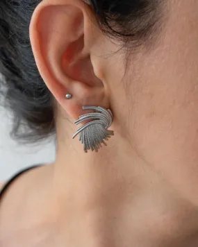 Large Silver Textured Earrings