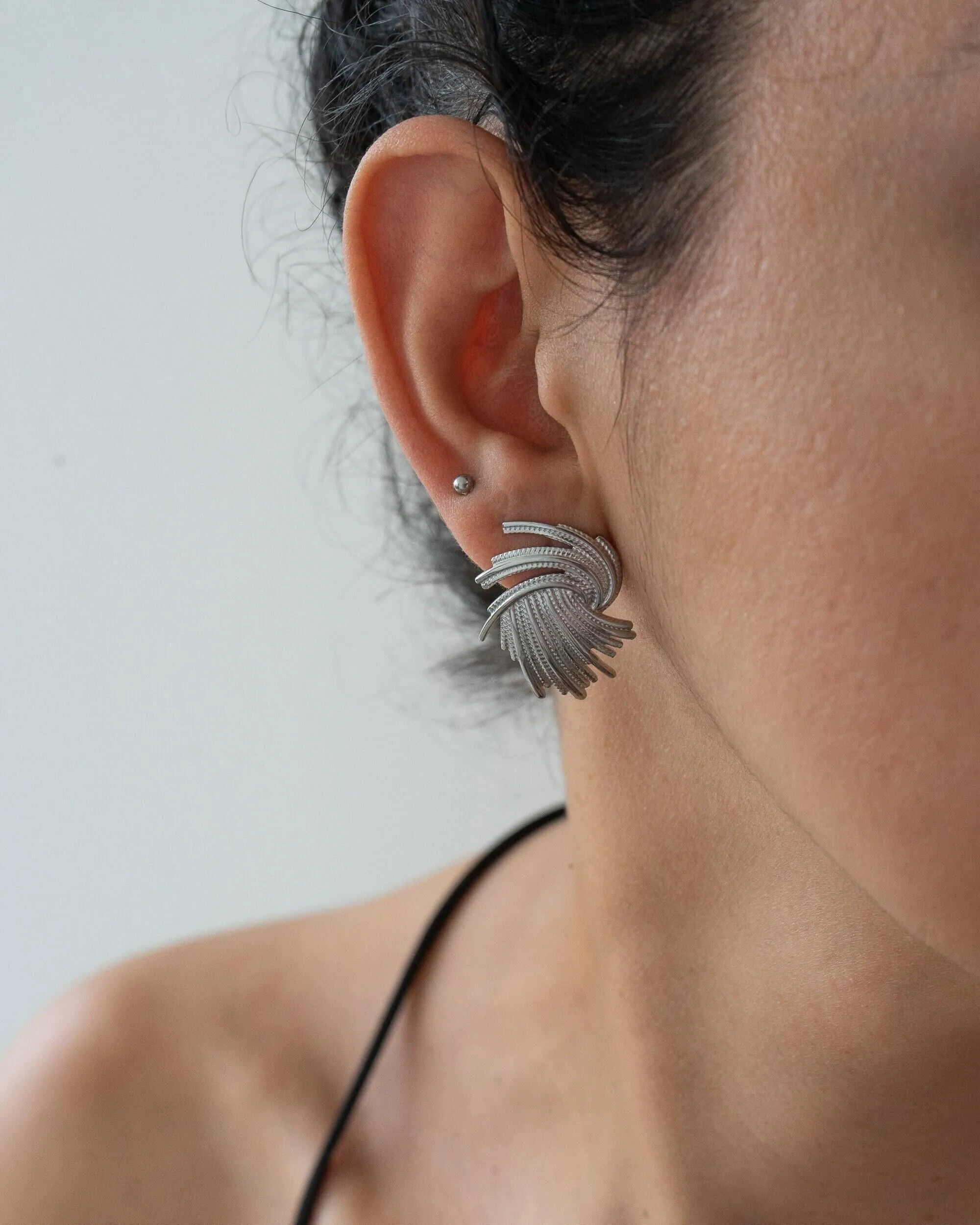 Large Silver Textured Earrings