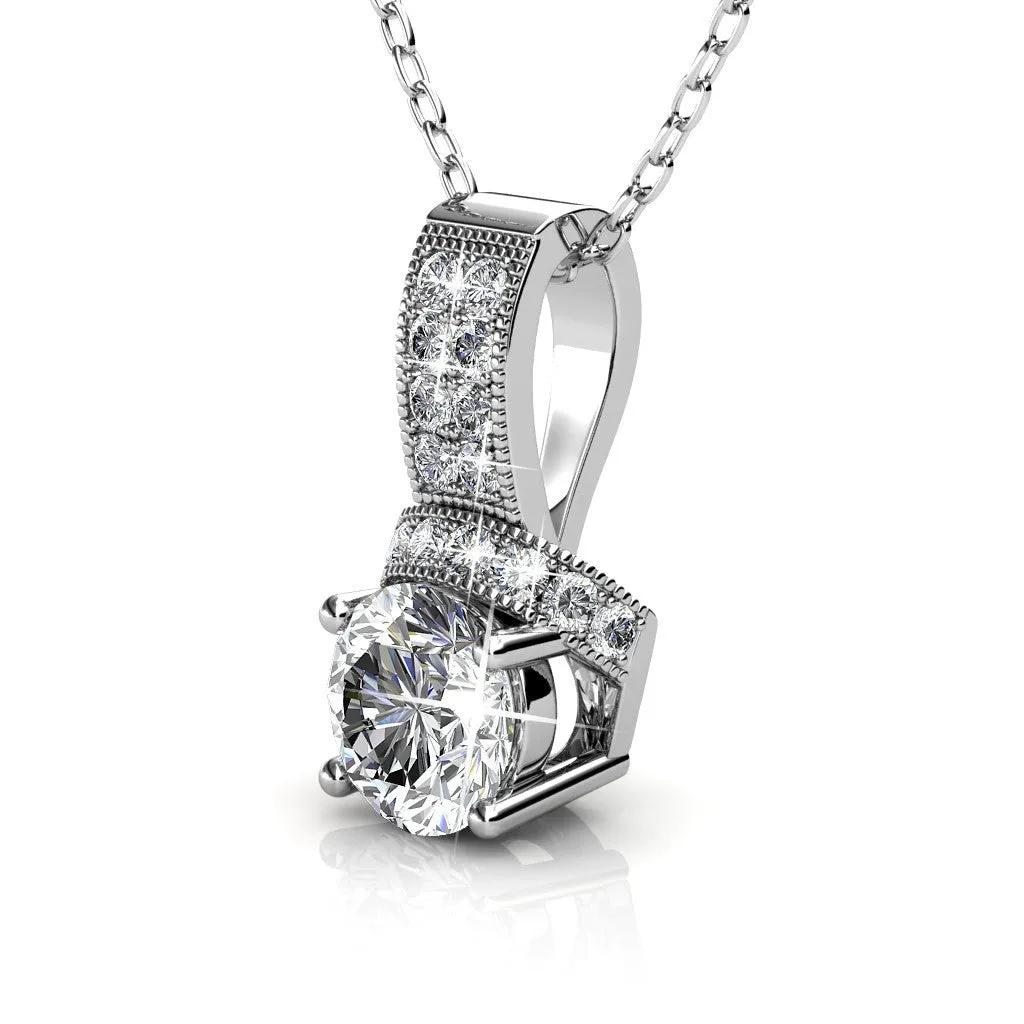 Laya 18k White Gold Plated Pendant Necklace with Swarovski Crystals