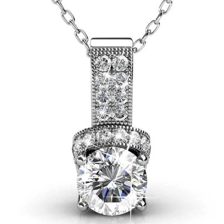 Laya 18k White Gold Plated Pendant Necklace with Swarovski Crystals