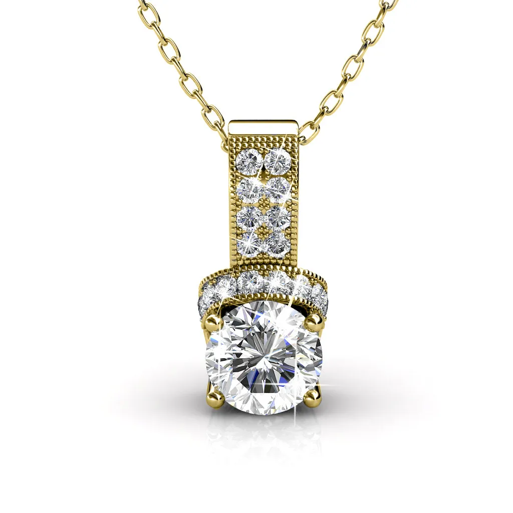 Laya 18k White Gold Plated Pendant Necklace with Swarovski Crystals