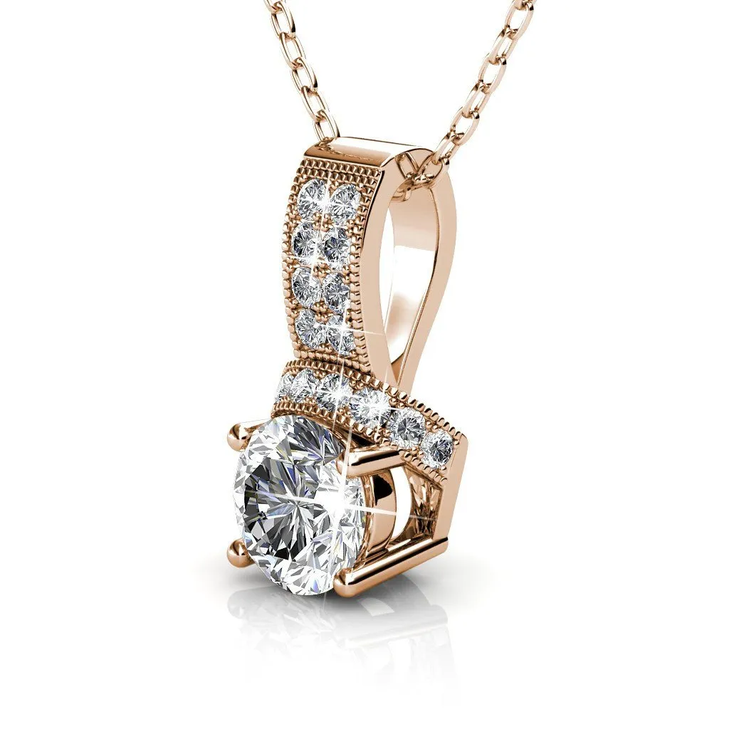 Laya 18k White Gold Plated Pendant Necklace with Swarovski Crystals