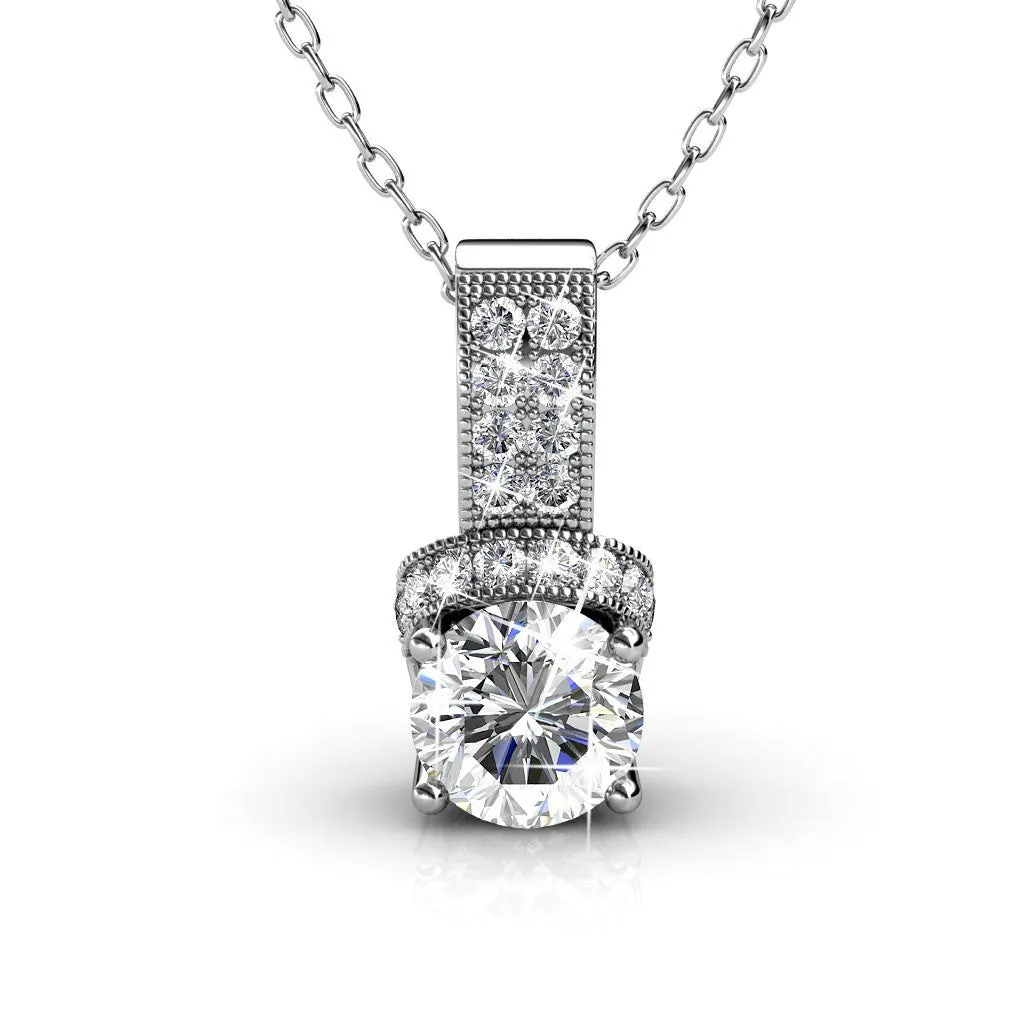 Laya 18k White Gold Plated Pendant Necklace with Swarovski Crystals