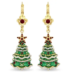 Leverback Christmas Tree Earrings by Ritzy Couture DeLuxe –22k Gold Plated Brass