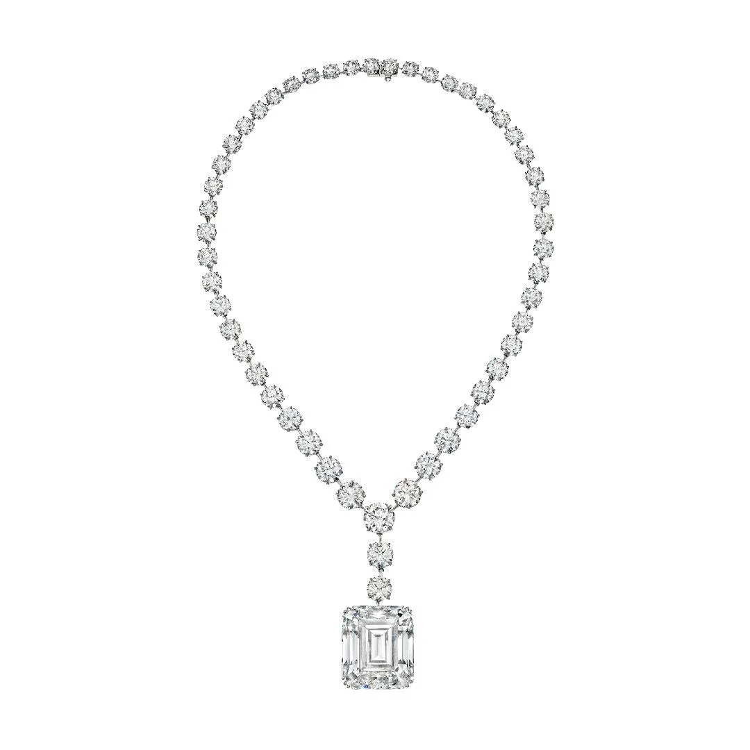 'LEVIEV Sirius' Emerald and Round Diamond Necklace, 200 CT