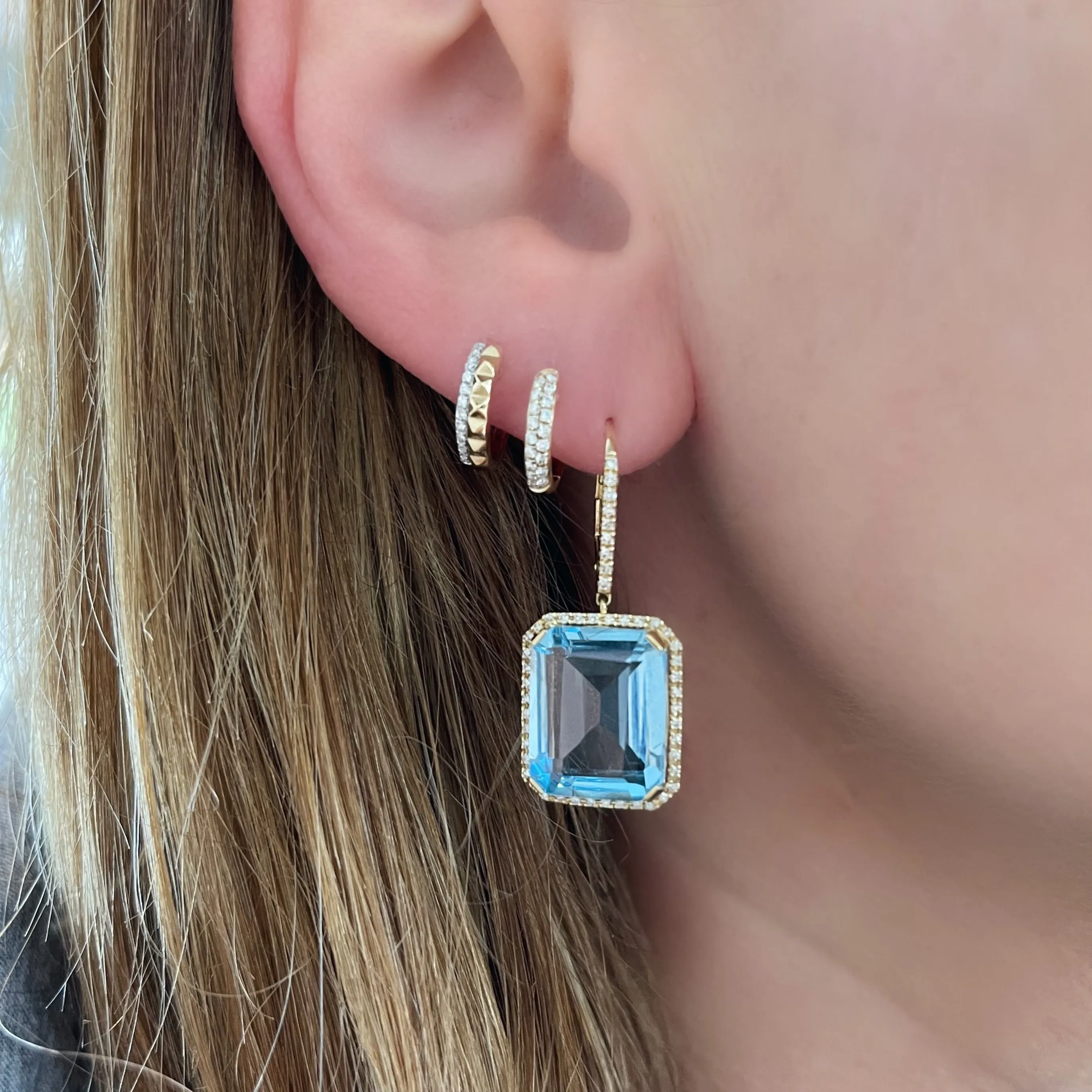 Light Blue Crystal & Diamond Portrait Earrings