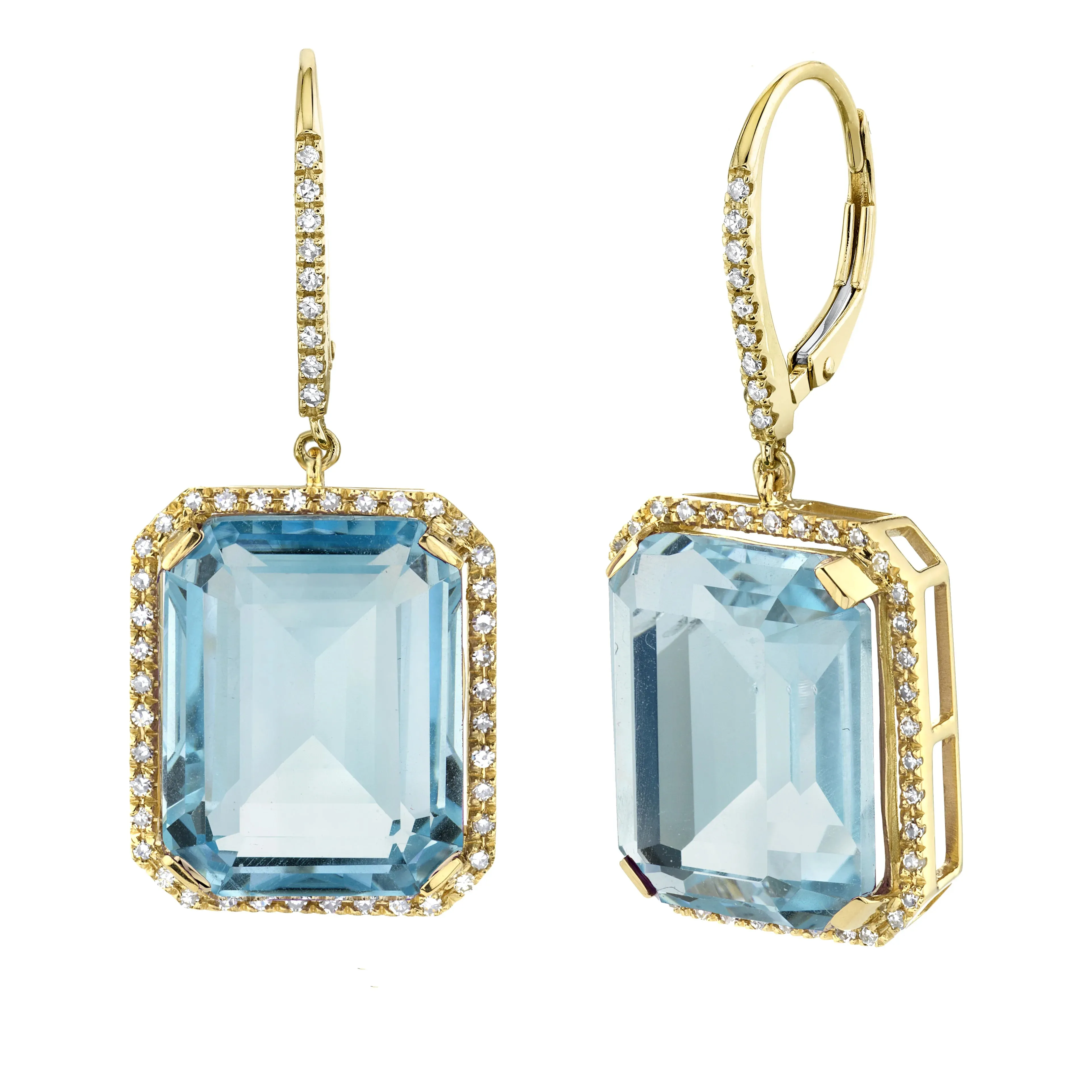 Light Blue Crystal & Diamond Portrait Earrings