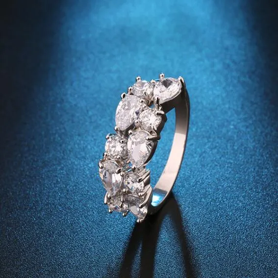 LOWAY White Colorful  Gold Color Engagement Austrian Zirconia Rings for Women Wedding Jewelry JZ5805