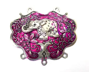 Magenta Enamel Work German Silver Pendant