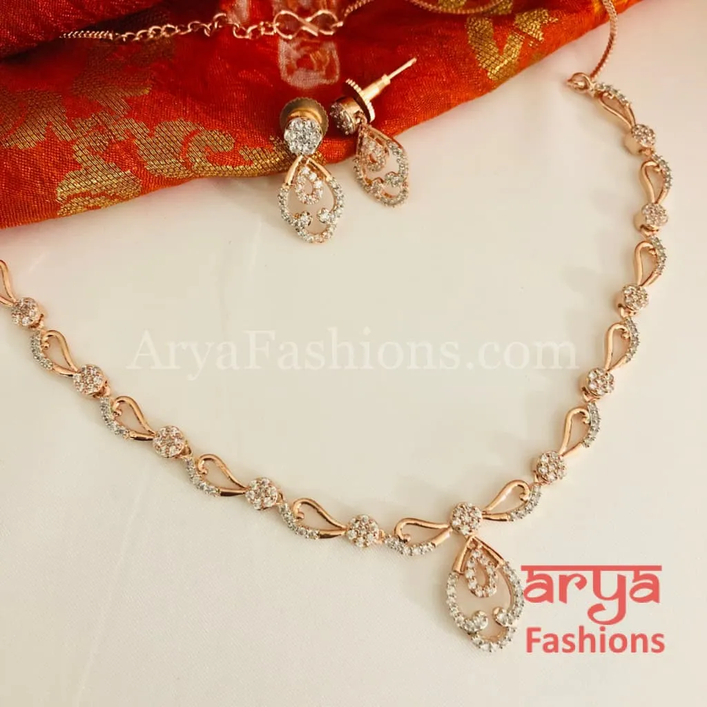 Mehak Bridal CZ Wedding Necklace with drop Earrings