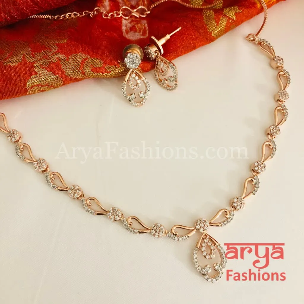 Mehak Bridal CZ Wedding Necklace with drop Earrings