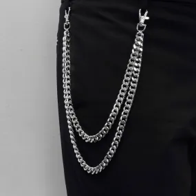 Men's 11mm Double Layered Cuban Silver Pant Chains – Stylish Accessory for Jeans