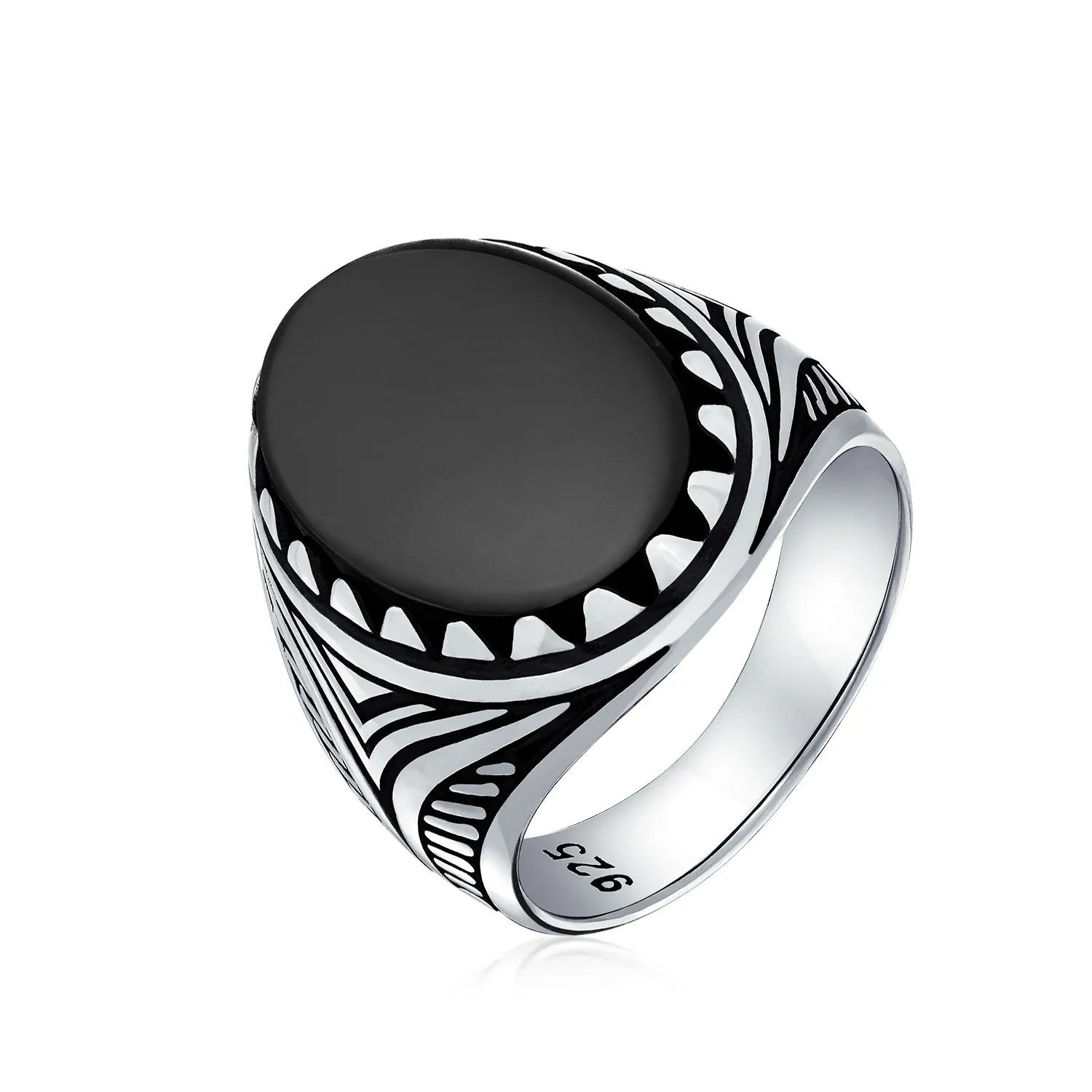 Mens Silver Ring with Black Onyx Blue Turquoise Tiger Eye Gemstone Lion Claw Design