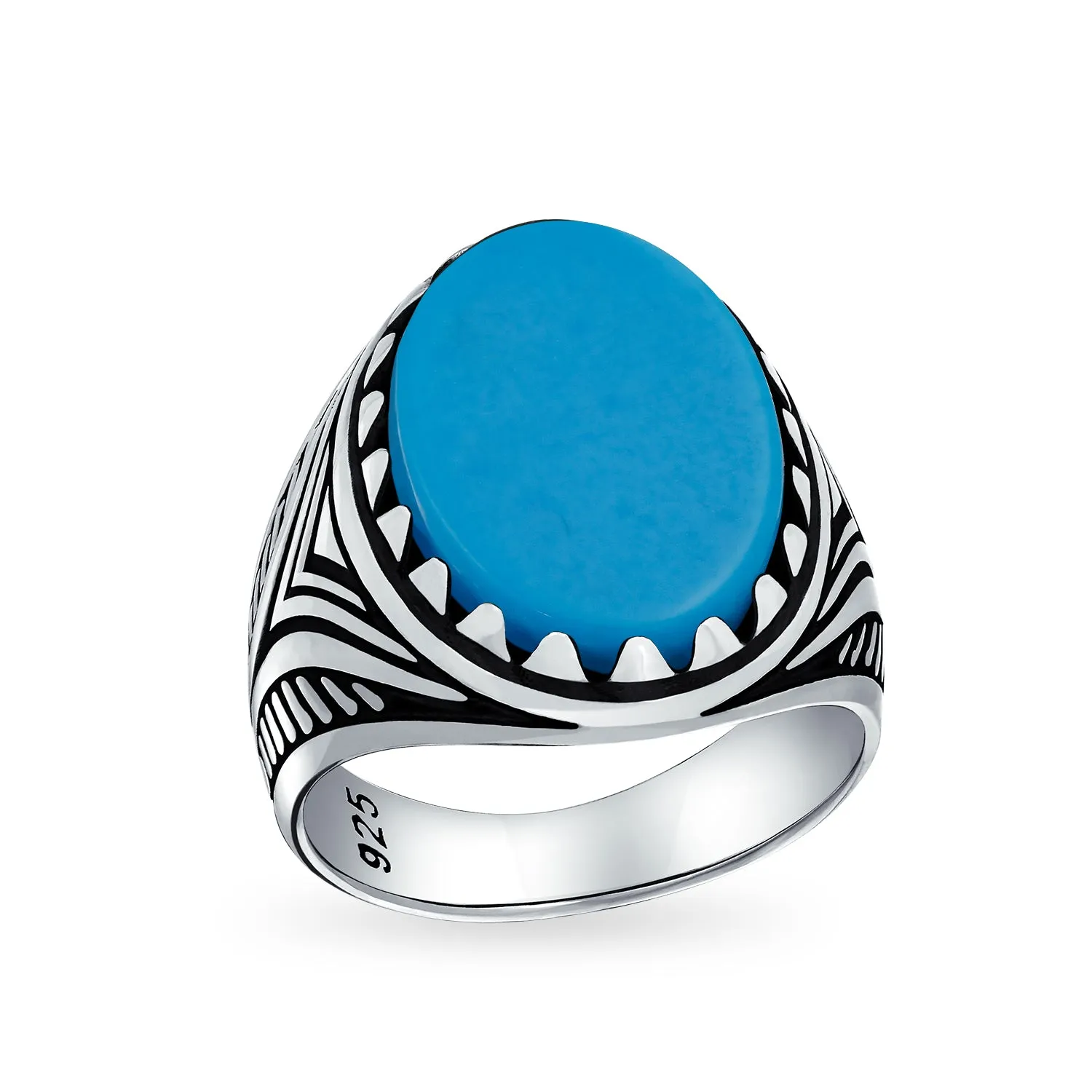 Mens Silver Ring with Black Onyx Blue Turquoise Tiger Eye Gemstone Lion Claw Design