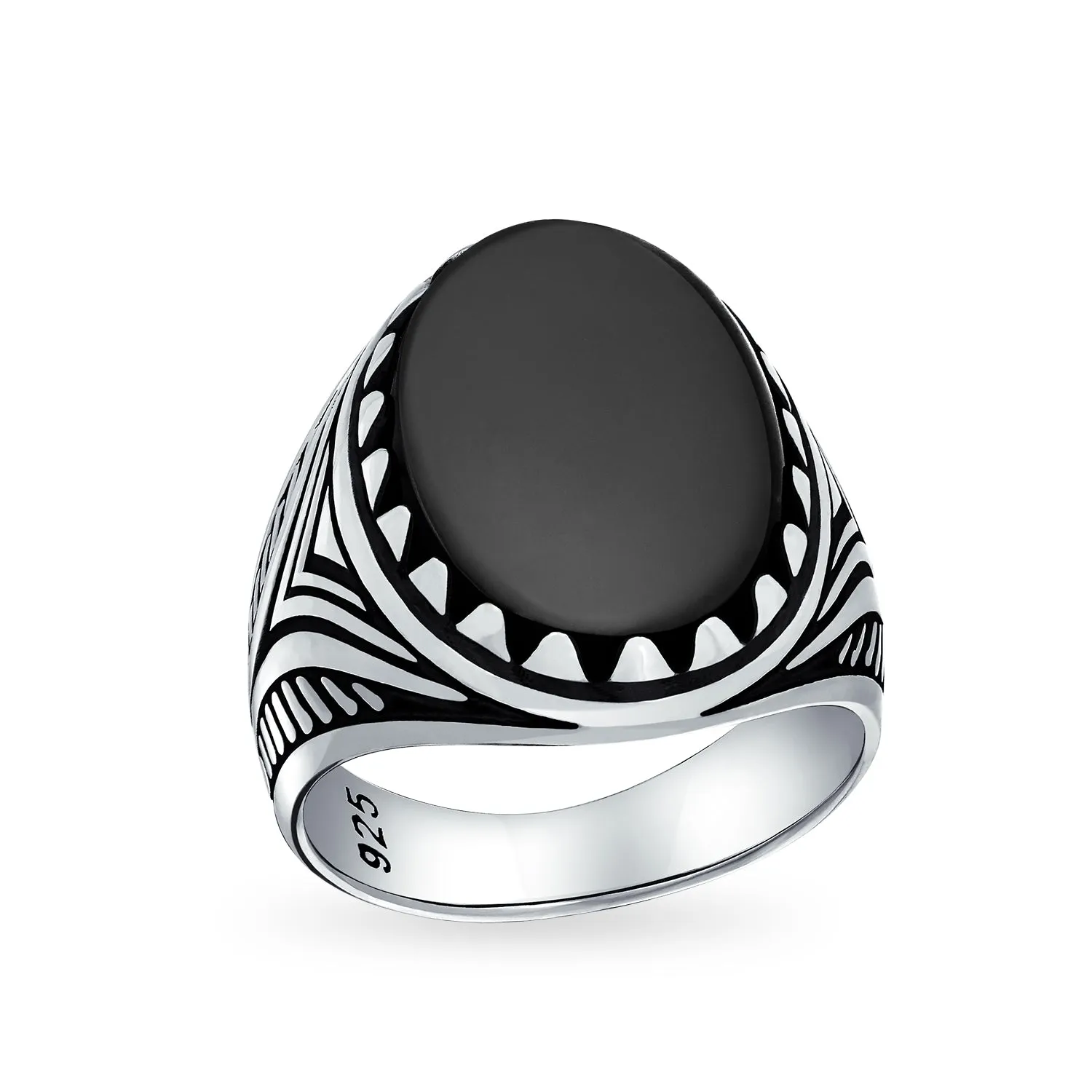 Mens Silver Ring with Black Onyx Blue Turquoise Tiger Eye Gemstone Lion Claw Design