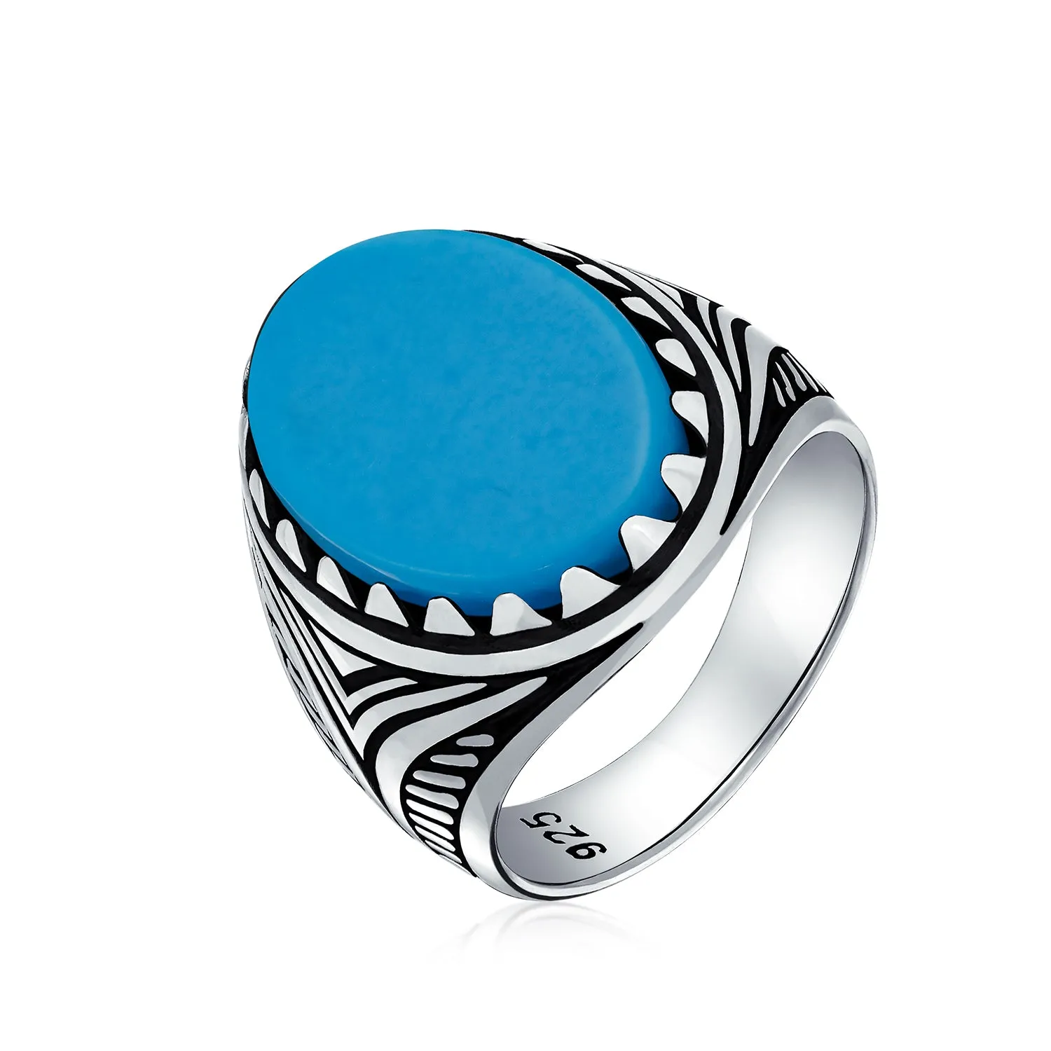 Mens Silver Ring with Black Onyx Blue Turquoise Tiger Eye Gemstone Lion Claw Design