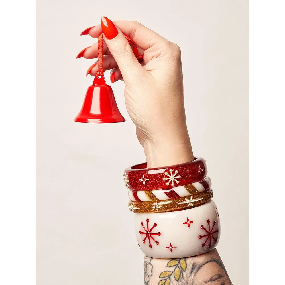Midi Red Glitter Snowflake Bangle by Splendette