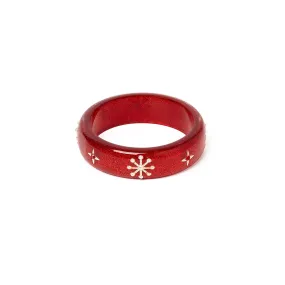 Midi Red Glitter Snowflake Bangle by Splendette