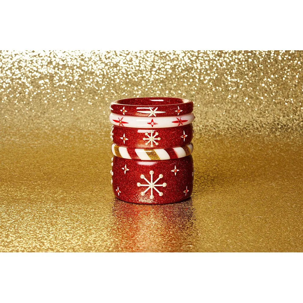Midi Red Glitter Snowflake Bangle by Splendette