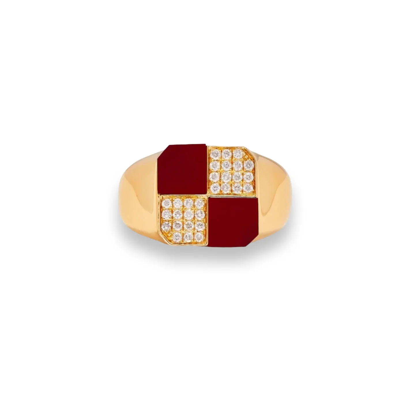 Mini Damier Diamond & Precious Stone Square Checker Board Ring