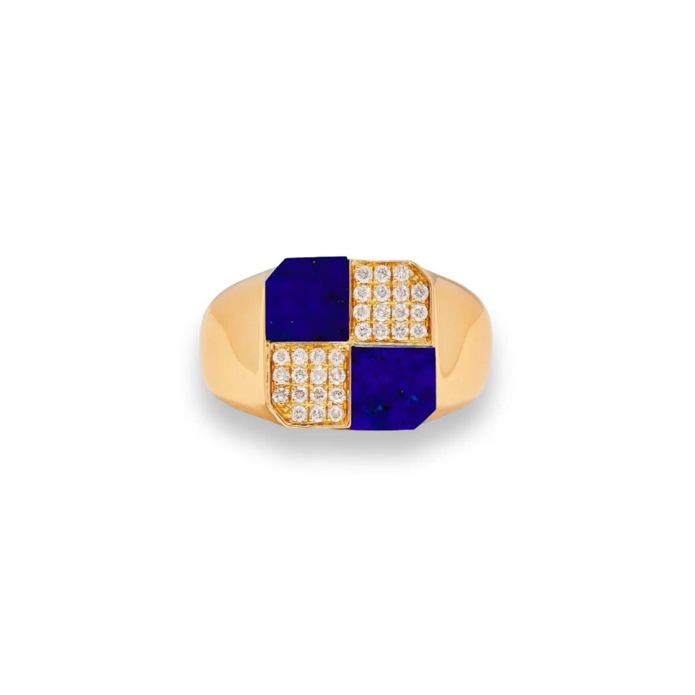 Mini Damier Diamond & Precious Stone Square Checker Board Ring