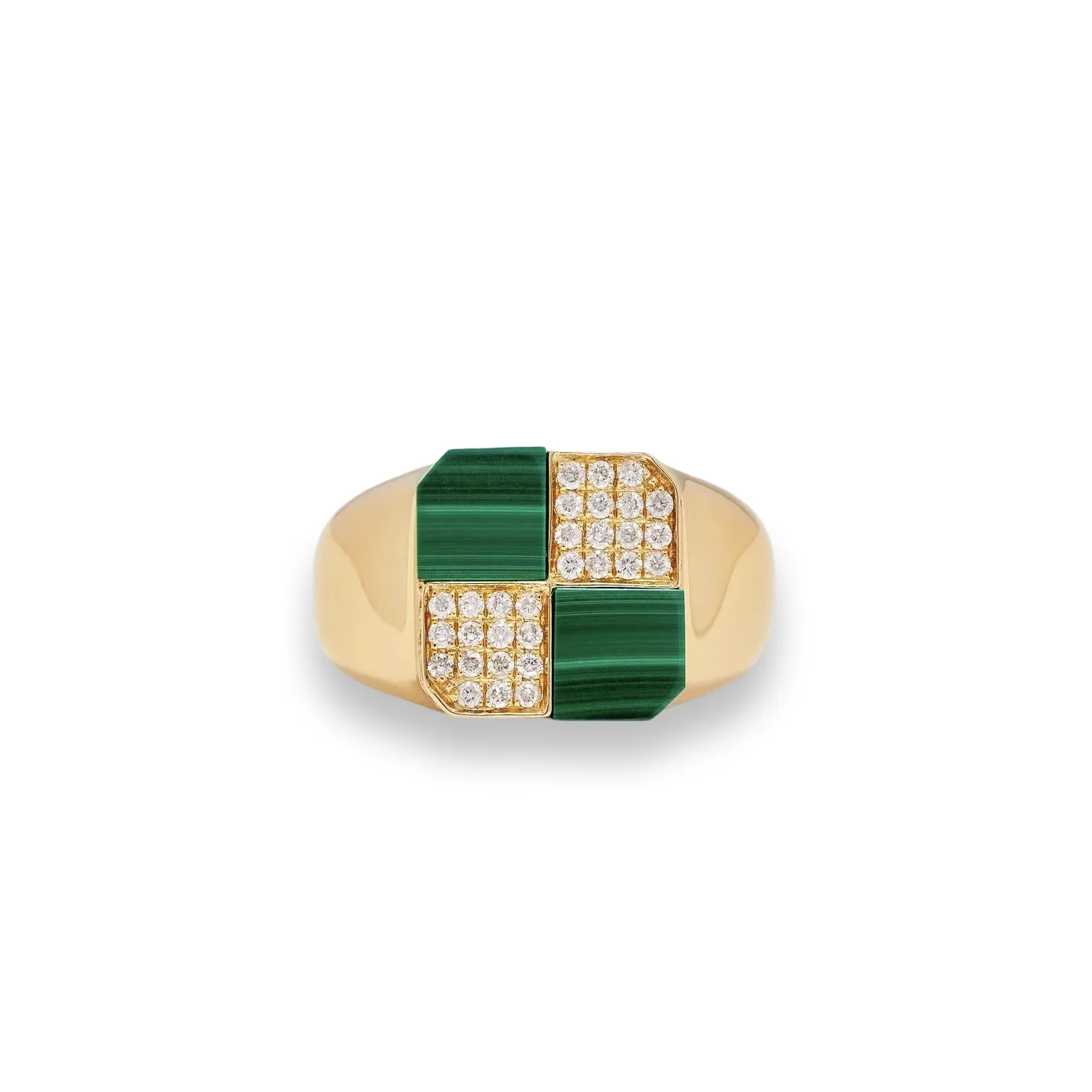 Mini Damier Diamond & Precious Stone Square Checker Board Ring