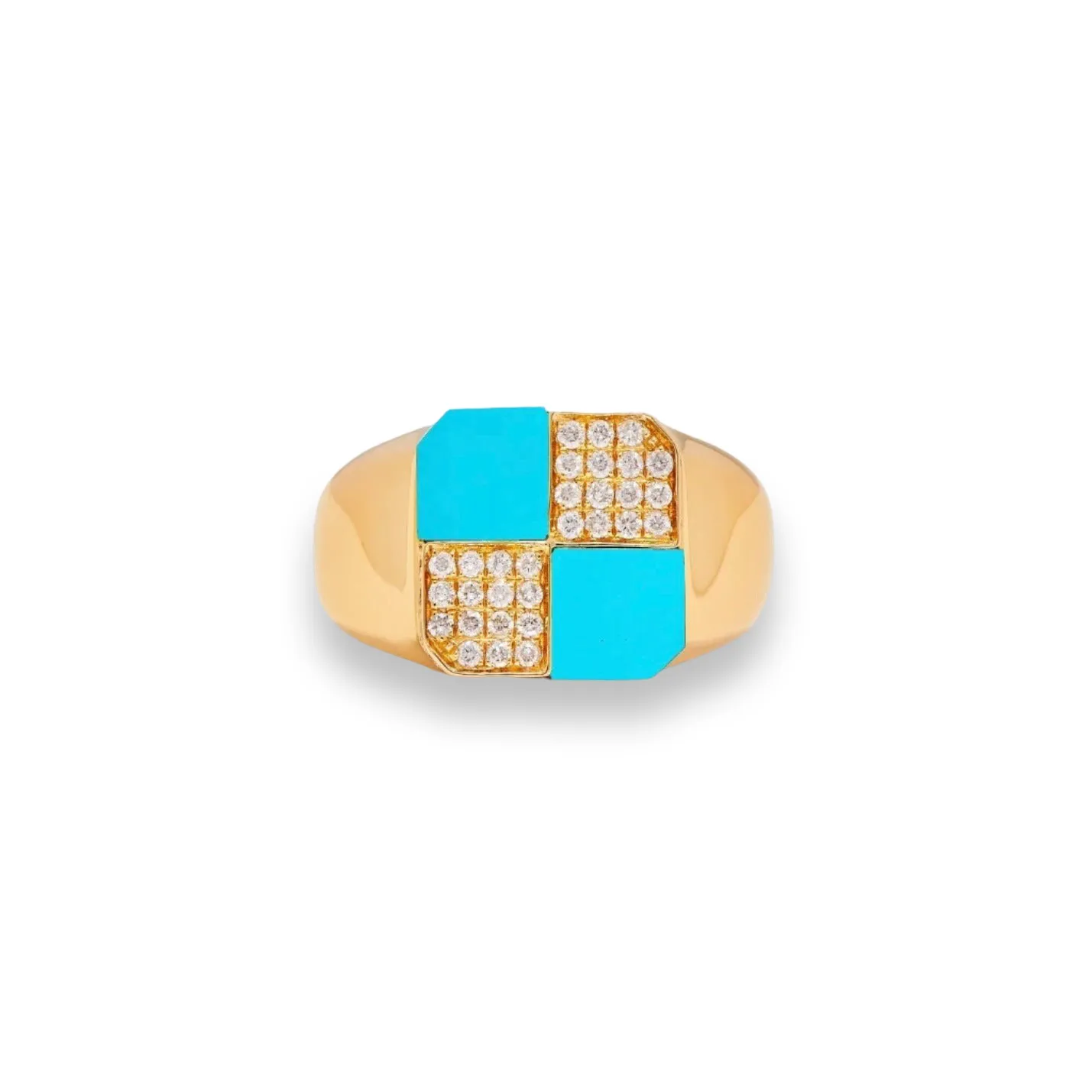Mini Damier Diamond & Precious Stone Square Checker Board Ring