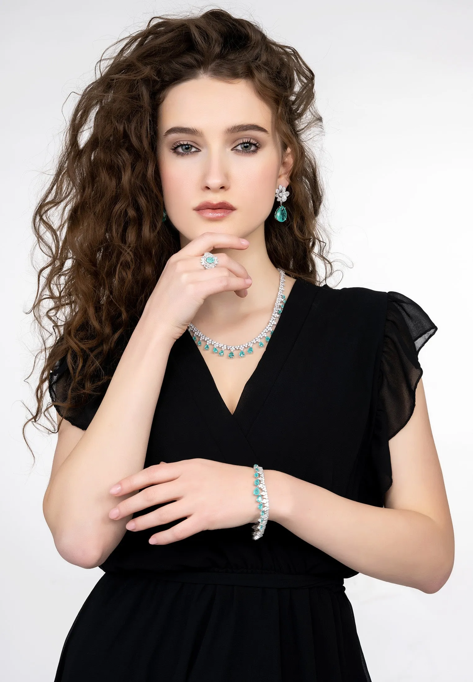 Monroe Gemstone Statement Necklace Paraiba Tourmaline Silver
