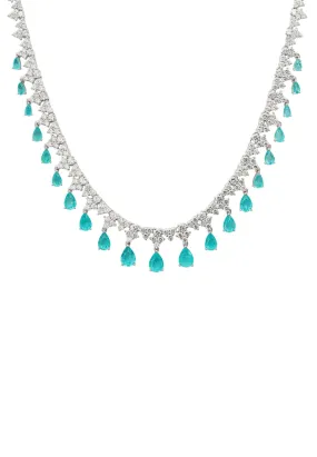 Monroe Gemstone Statement Necklace Paraiba Tourmaline Silver