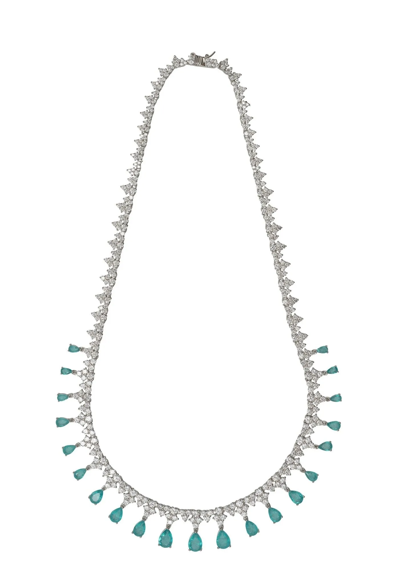 Monroe Gemstone Statement Necklace Paraiba Tourmaline Silver