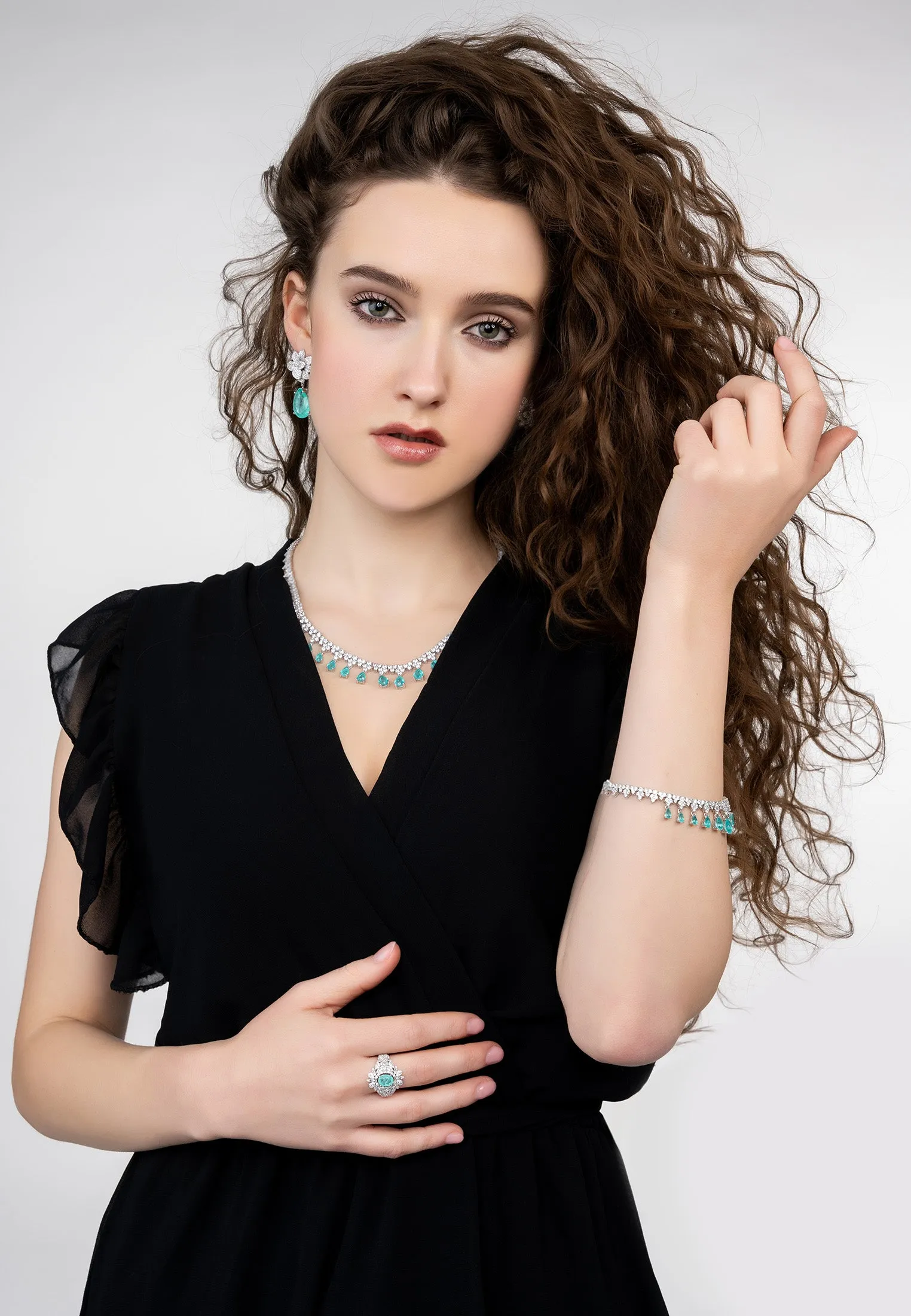 Monroe Gemstone Statement Necklace Paraiba Tourmaline Silver