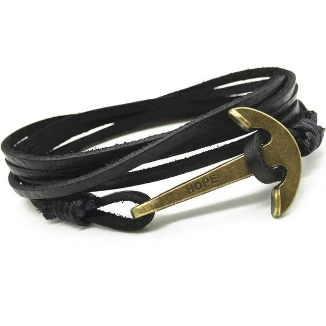 Multi-layer Fish Hook Leather Bracelet