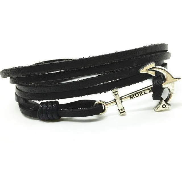 Multi-layer Fish Hook Leather Bracelet