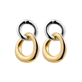 Najo Two Tone Double Circle Drop Earring