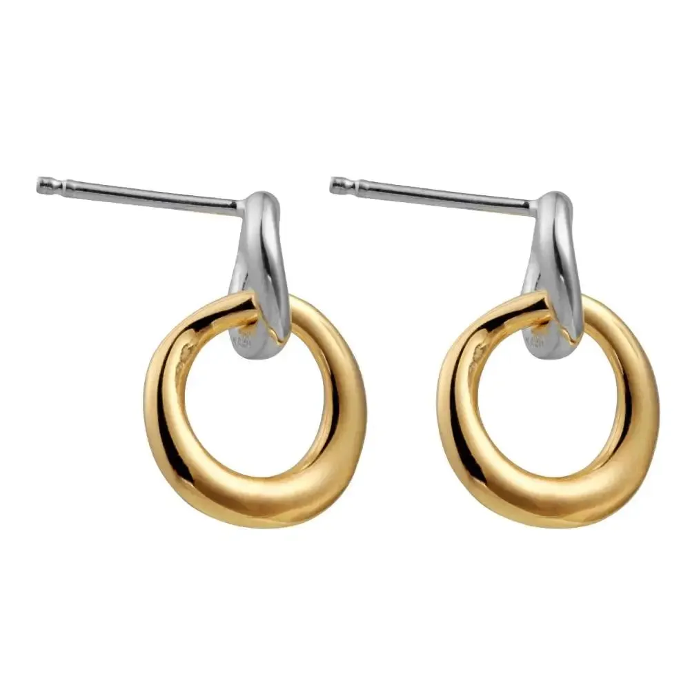 Najo Two Tone Double Circle Drop Earring